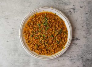 chicken-qeema-served-plate-isolated