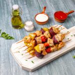 chicken-shish-kebab-with-vegetables-ketchup-mayonnaise